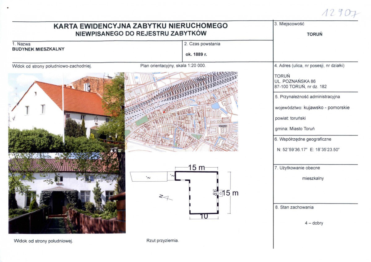 KEZN - Karta obiektu niewpisanego do rejestru, skan nr 1