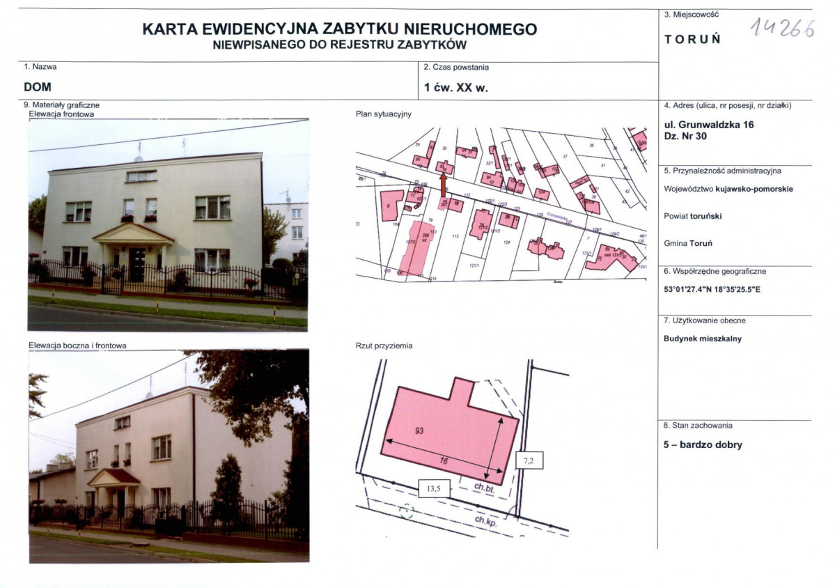 KEZN - Karta obiektu niewpisanego do rejestru, skan nr 1