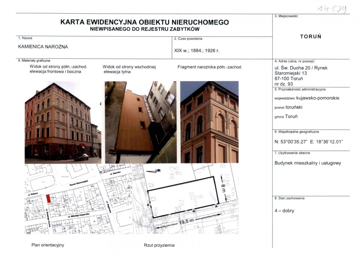 KEZN - Karta obiektu niewpisanego do rejestru, skan nr 1