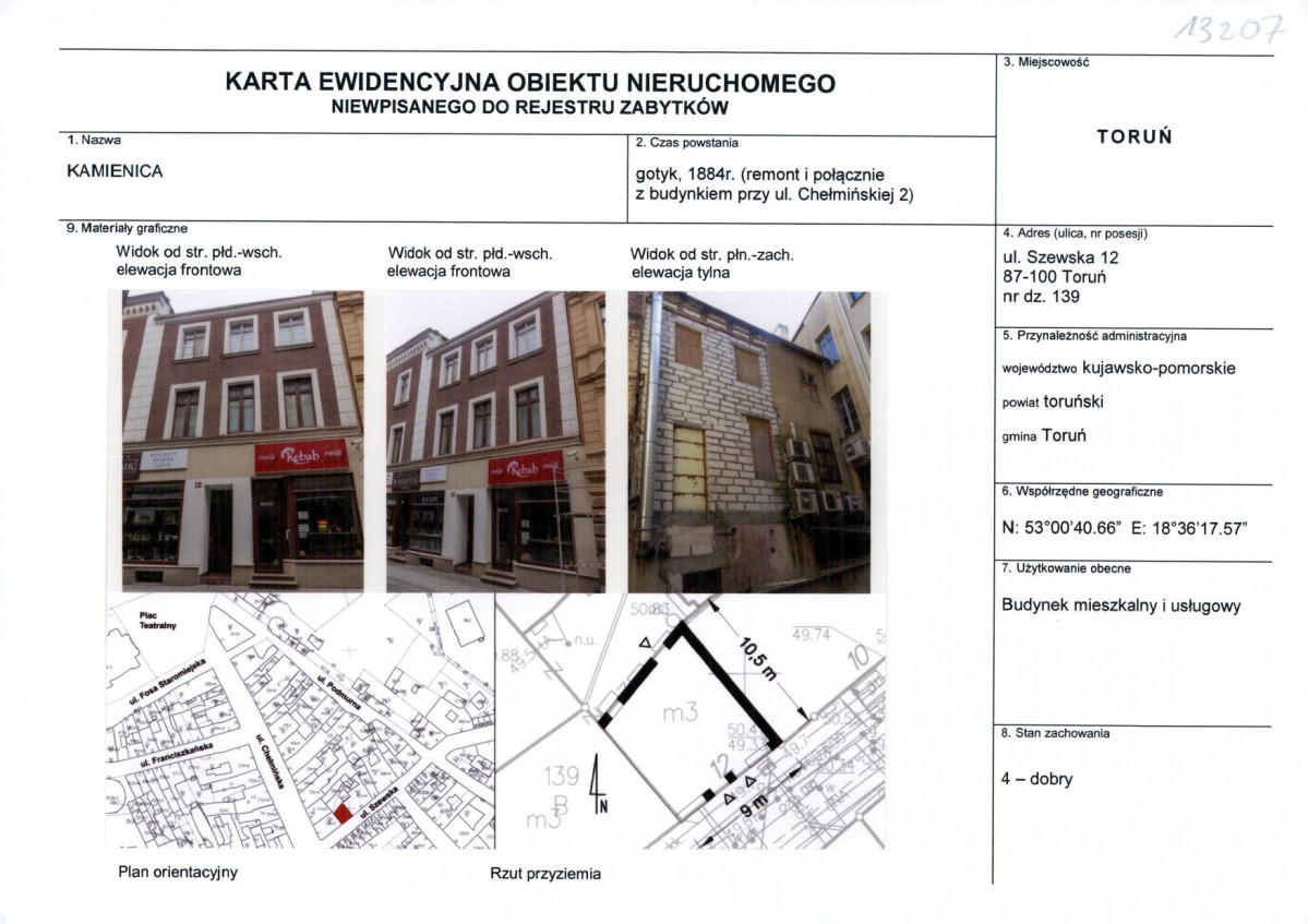 KEZN - Karta obiektu niewpisanego do rejestru, skan nr 1