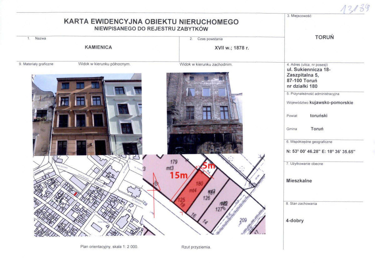 KEZN - Karta obiektu niewpisanego do rejestru, skan nr 1