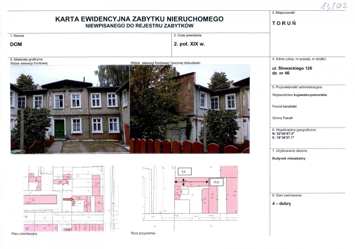 KEZN - Karta obiektu niewpisanego do rejestru, skan nr 1