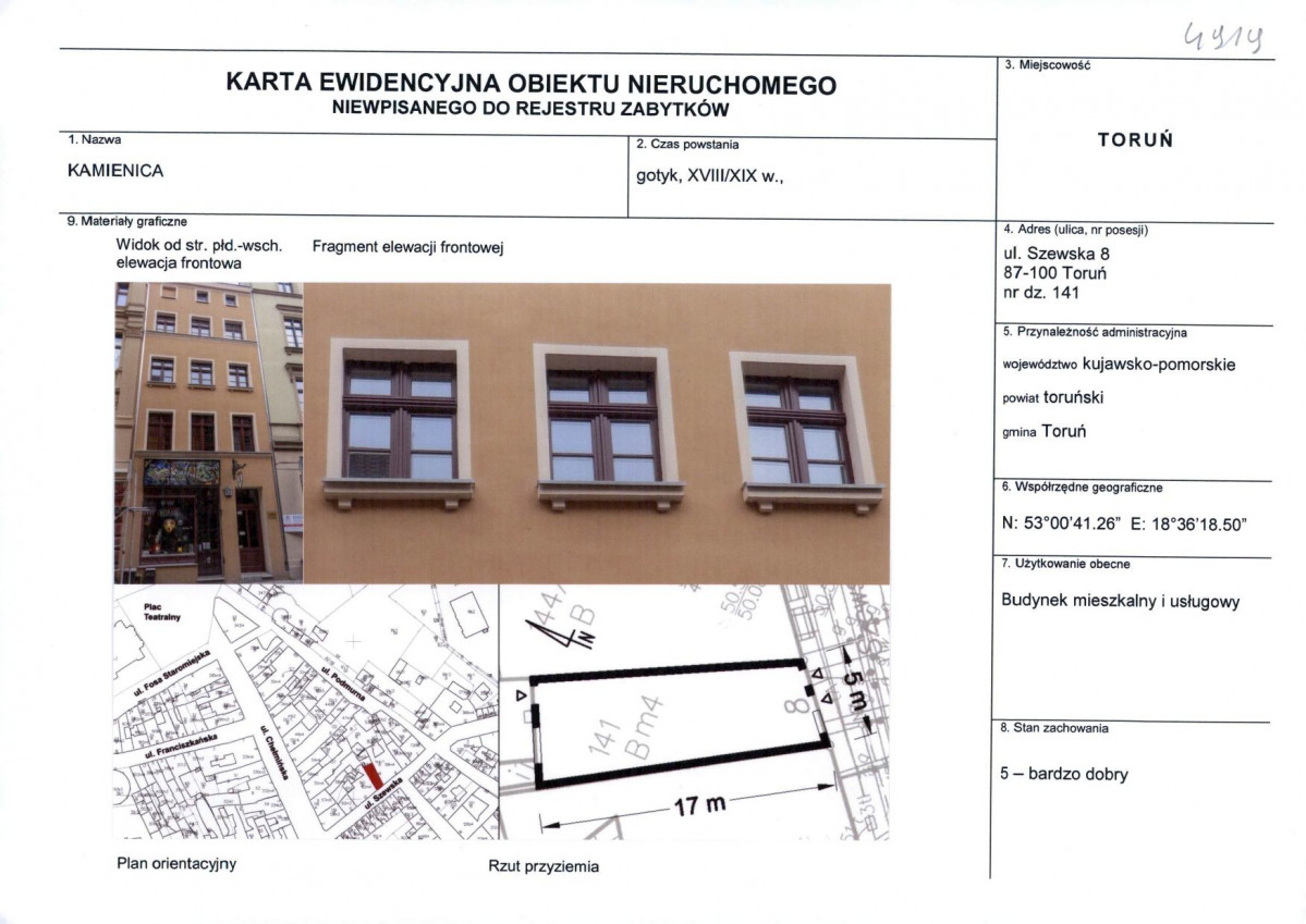 KEZN - Karta obiektu niewpisanego do rejestru, skan nr 1