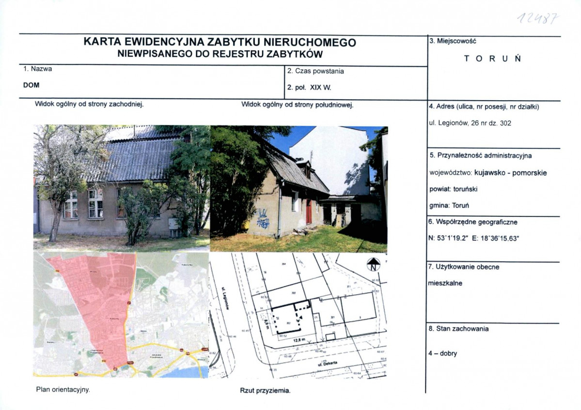 KEZN - Karta obiektu niewpisanego do rejestru, skan nr 1