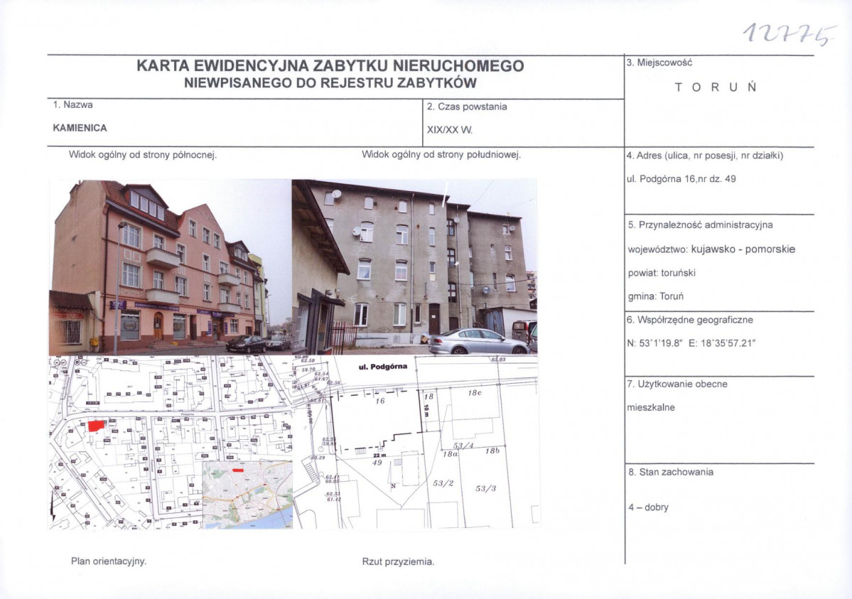 KEZN - Karta obiektu niewpisanego do rejestru, skan nr 1
