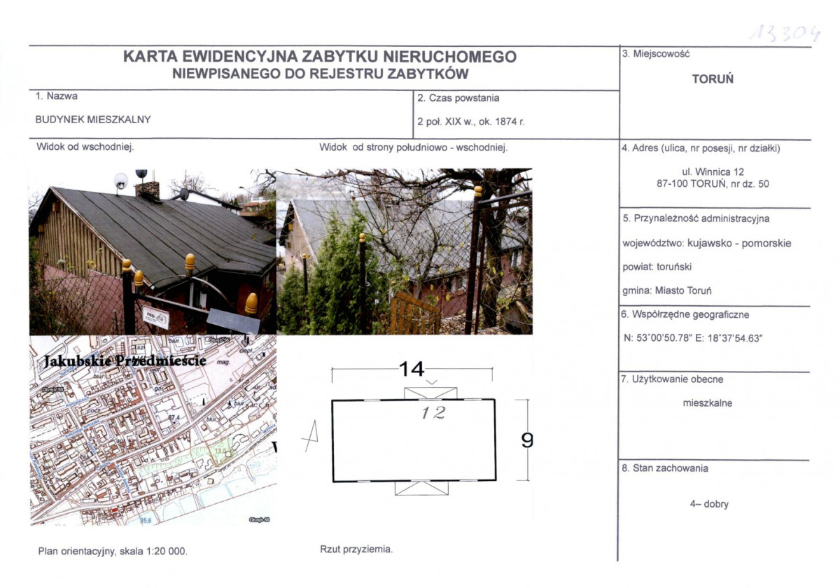KEZN - Karta obiektu niewpisanego do rejestru, skan nr 1