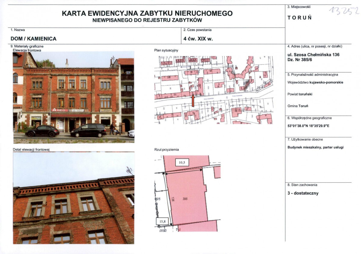 KEZN - Karta obiektu niewpisanego do rejestru, skan nr 1