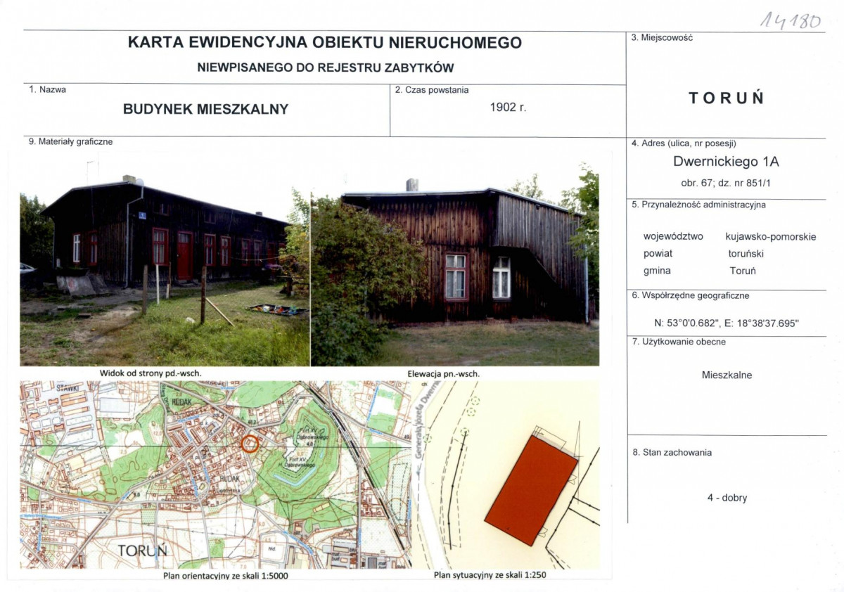 KEZN - Karta obiektu niewpisanego do rejestru, skan nr 1