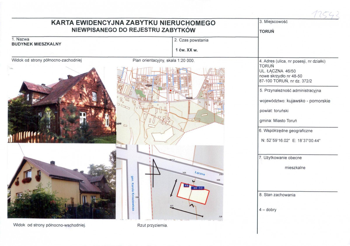 KEZN - Karta obiektu niewpisanego do rejestru, skan nr 1