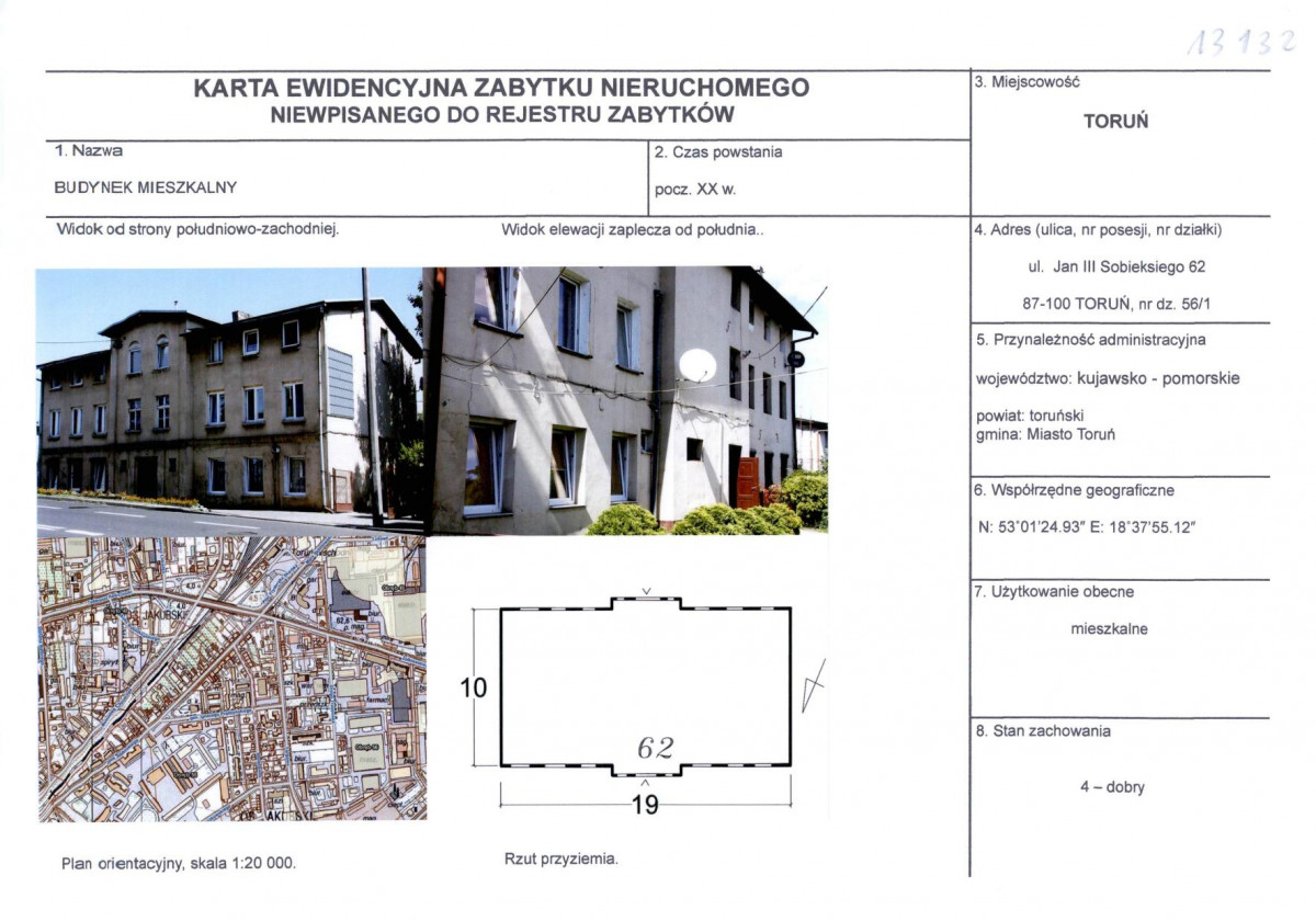 KEZN - Karta obiektu niewpisanego do rejestru, skan nr 1