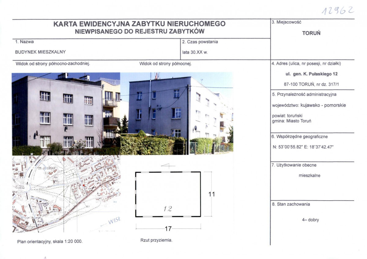 KEZN - Karta obiektu niewpisanego do rejestru, skan nr 1