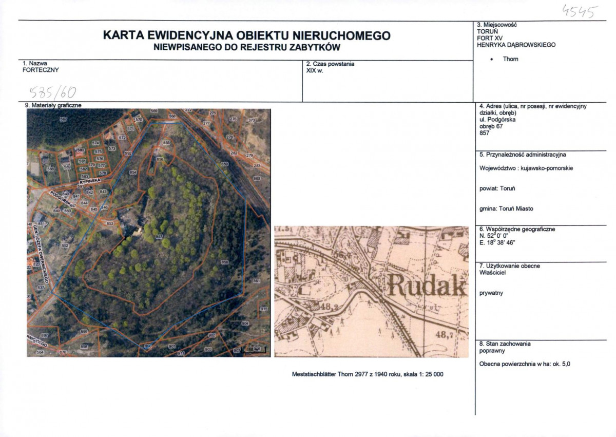 KEZN - Karta obiektu niewpisanego do rejestru, skan nr 1