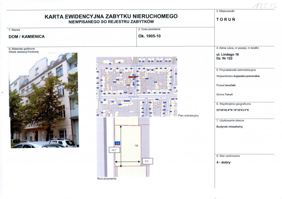KEZN - Karta obiektu niewpisanego do rejestru, skan nr 1