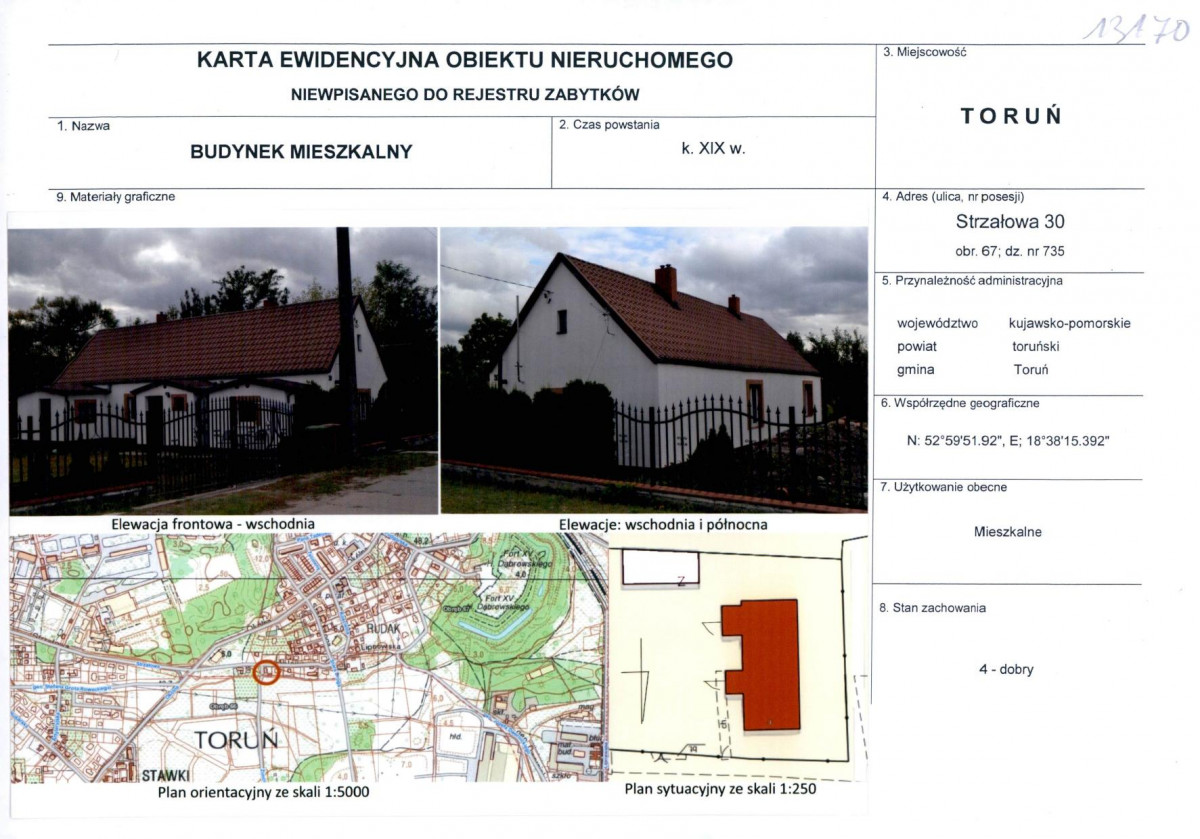 KEZN - Karta obiektu niewpisanego do rejestru, skan nr 1