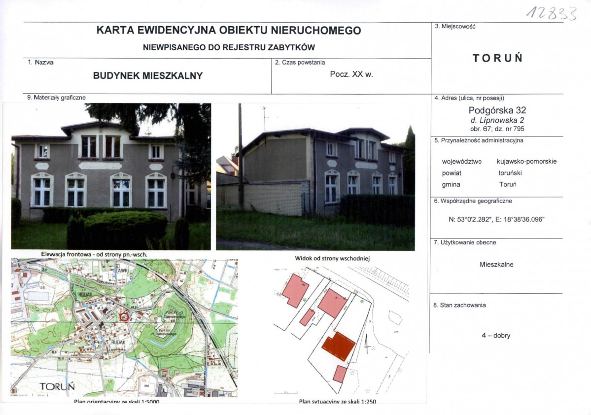 KEZN - Karta obiektu niewpisanego do rejestru, skan nr 1