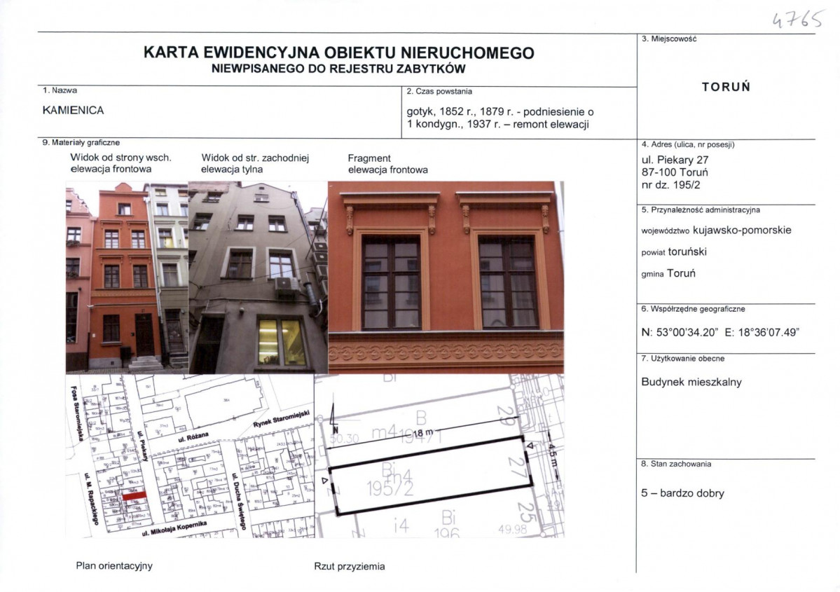 KEZN - Karta obiektu niewpisanego do rejestru, skan nr 1