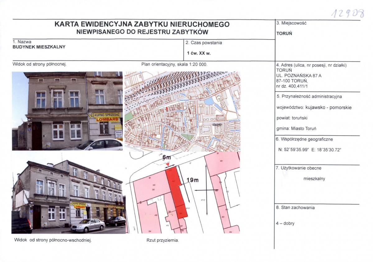 KEZN - Karta obiektu niewpisanego do rejestru, skan nr 1