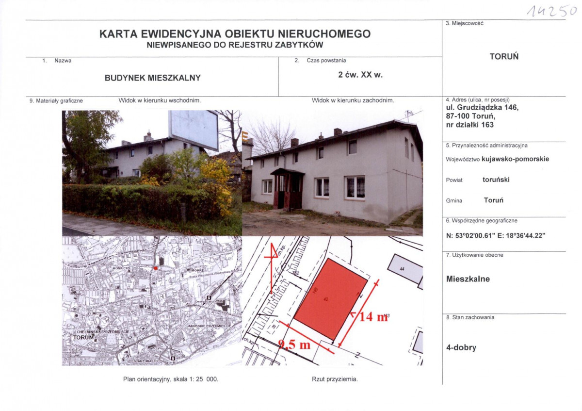 KEZN - Karta obiektu niewpisanego do rejestru, skan nr 1