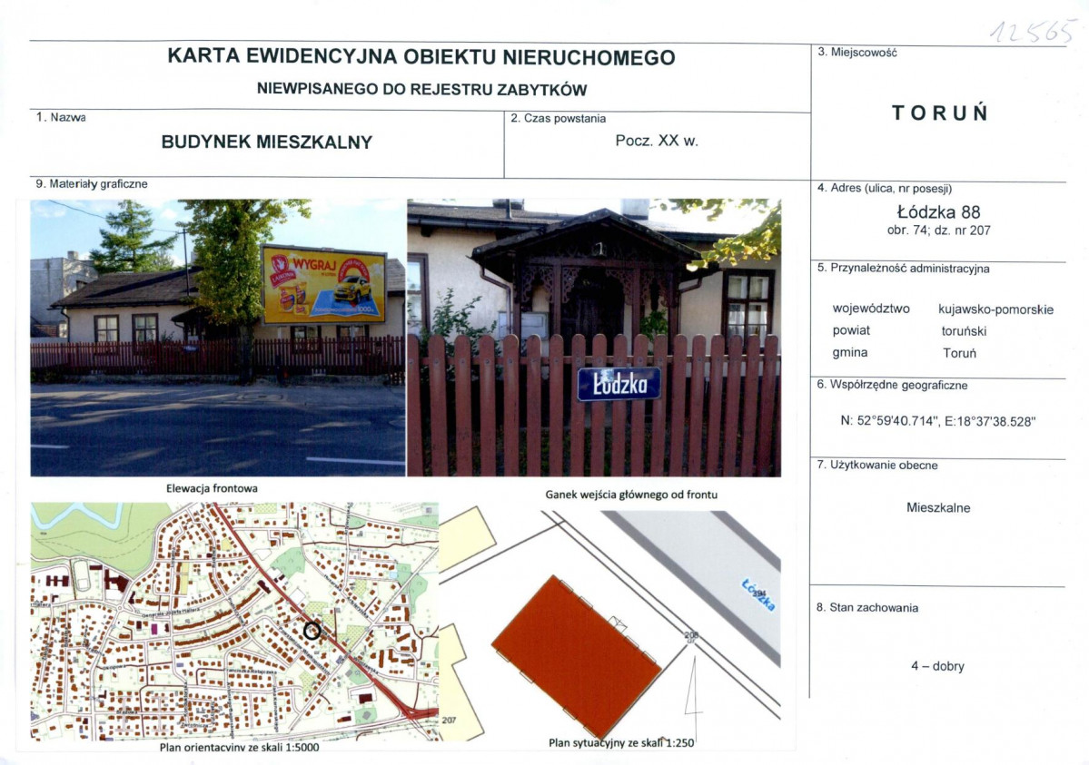 KEZN - Karta obiektu niewpisanego do rejestru, skan nr 1
