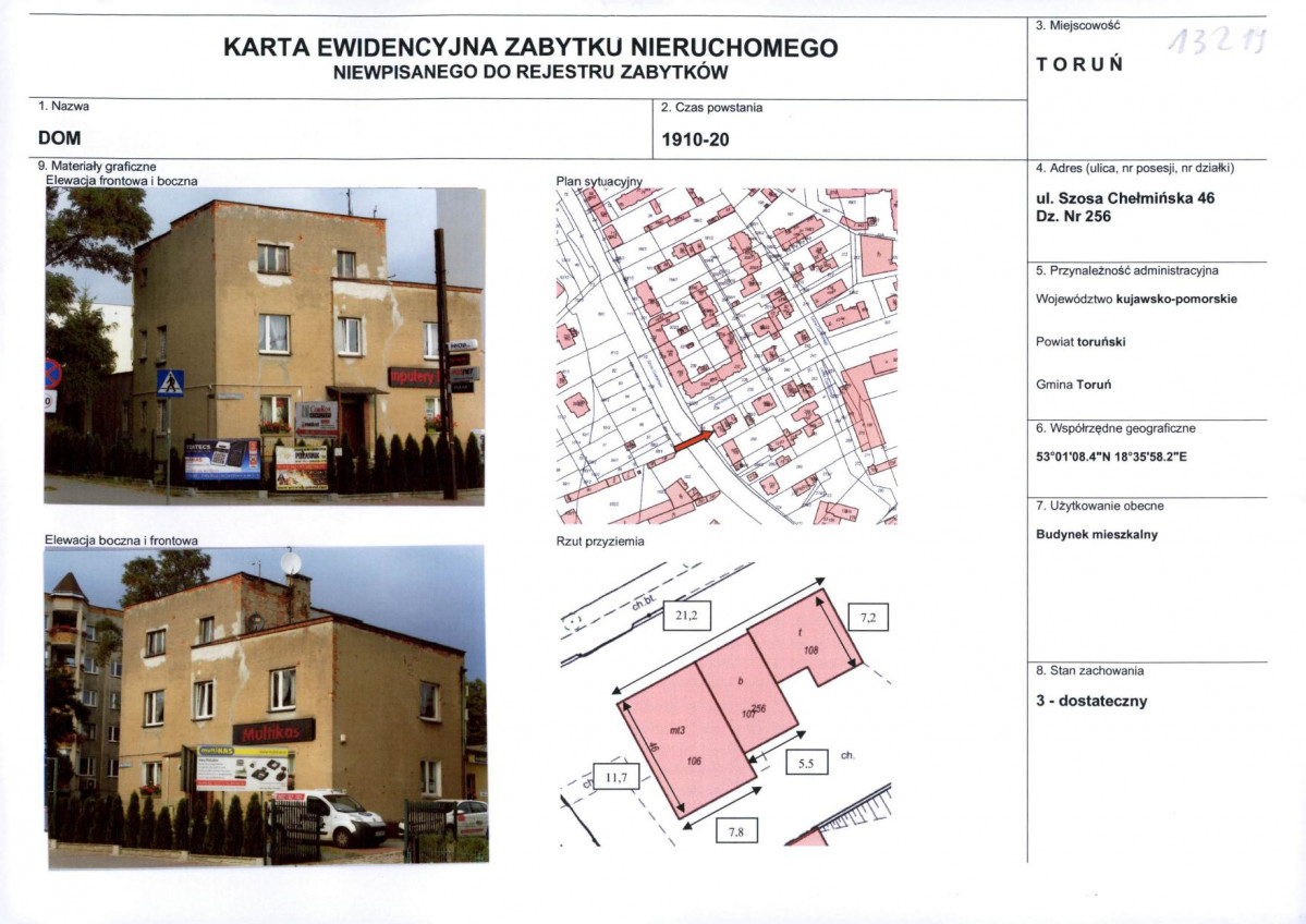 KEZN - Karta obiektu niewpisanego do rejestru, skan nr 1