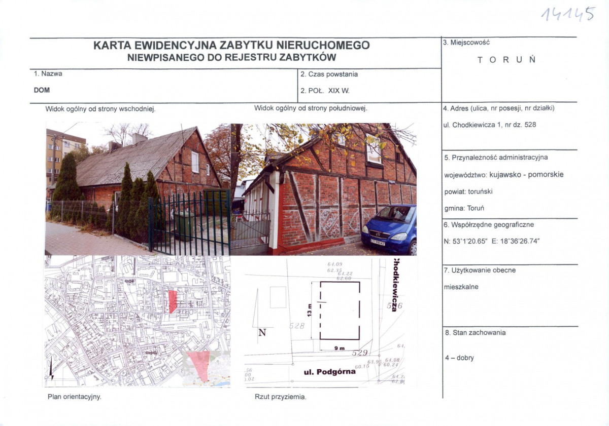 KEZN - Karta obiektu niewpisanego do rejestru, skan nr 1