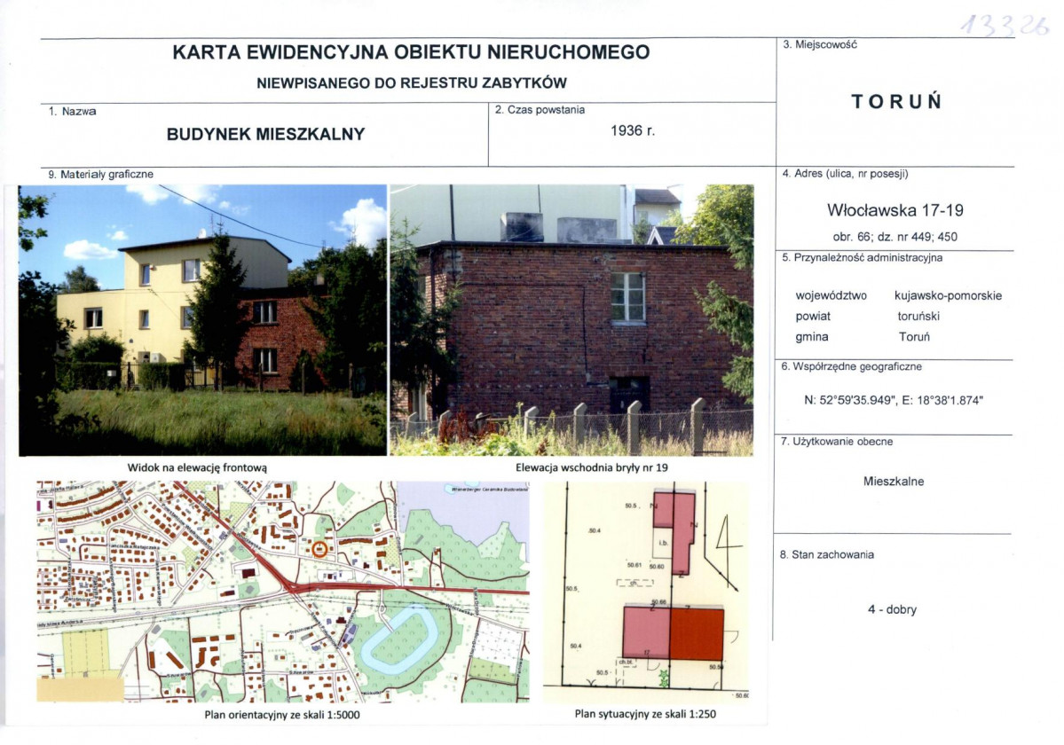 KEZN - Karta obiektu niewpisanego do rejestru, skan nr 1