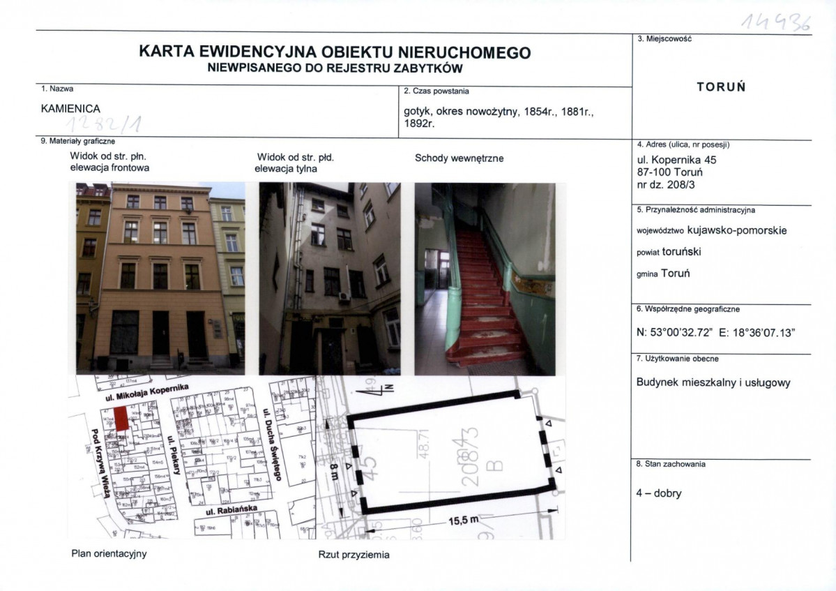 KEZN - Karta obiektu niewpisanego do rejestru, skan nr 1