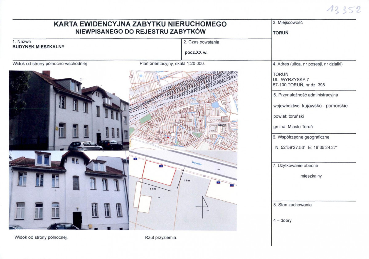 KEZN - Karta obiektu niewpisanego do rejestru, skan nr 1