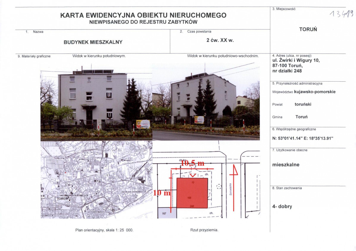 KEZN - Karta obiektu niewpisanego do rejestru, skan nr 1
