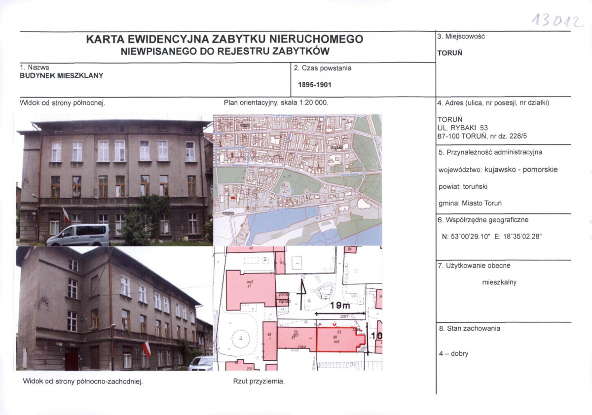 KEZN - Karta obiektu niewpisanego do rejestru, skan nr 1