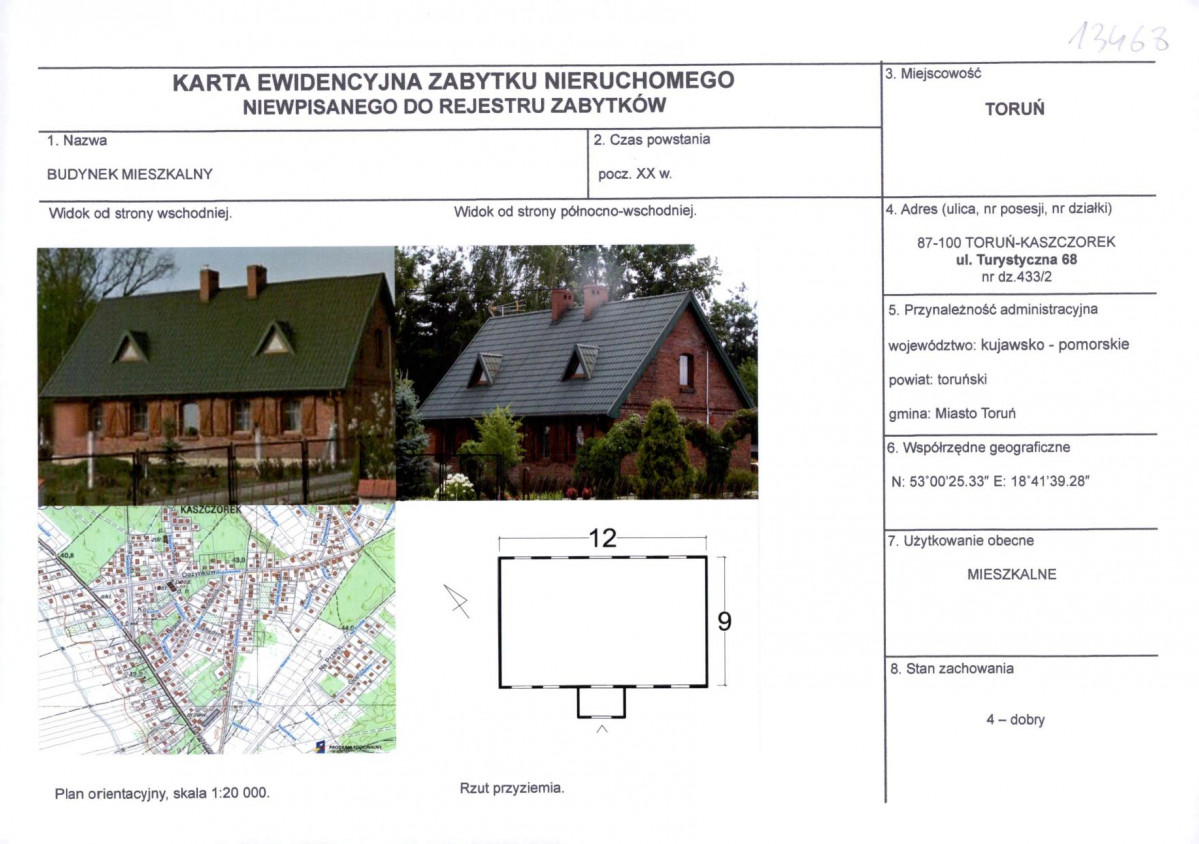 KEZN - Karta obiektu niewpisanego do rejestru, skan nr 1