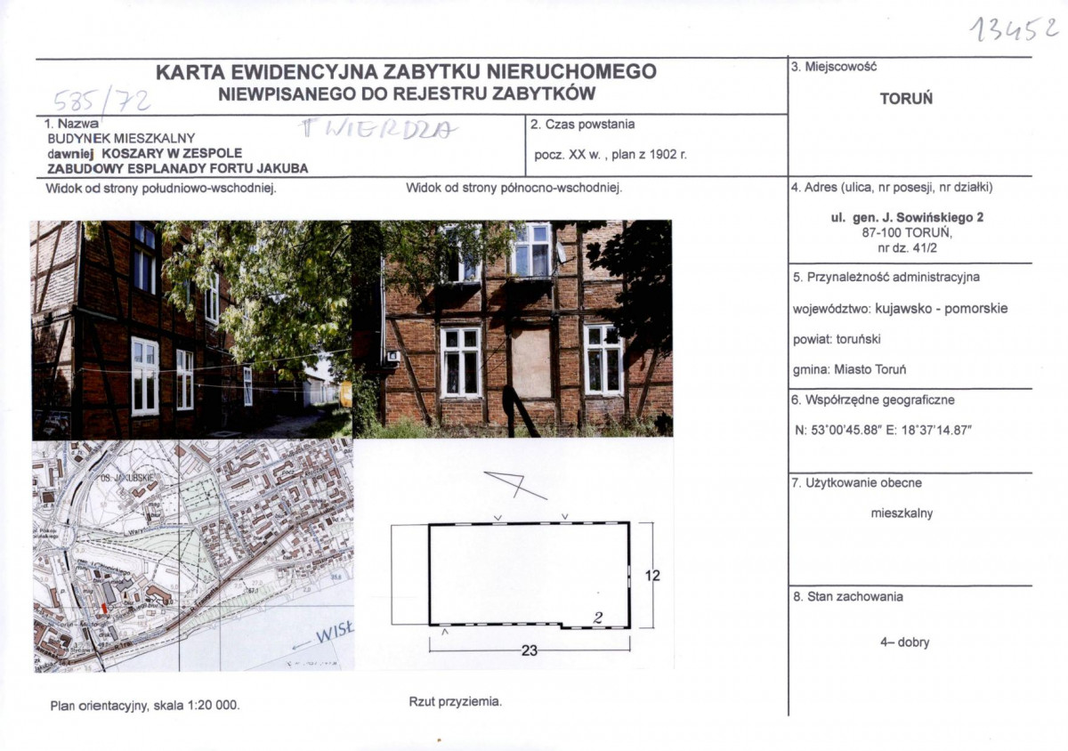 KEZN - Karta obiektu niewpisanego do rejestru, skan nr 1