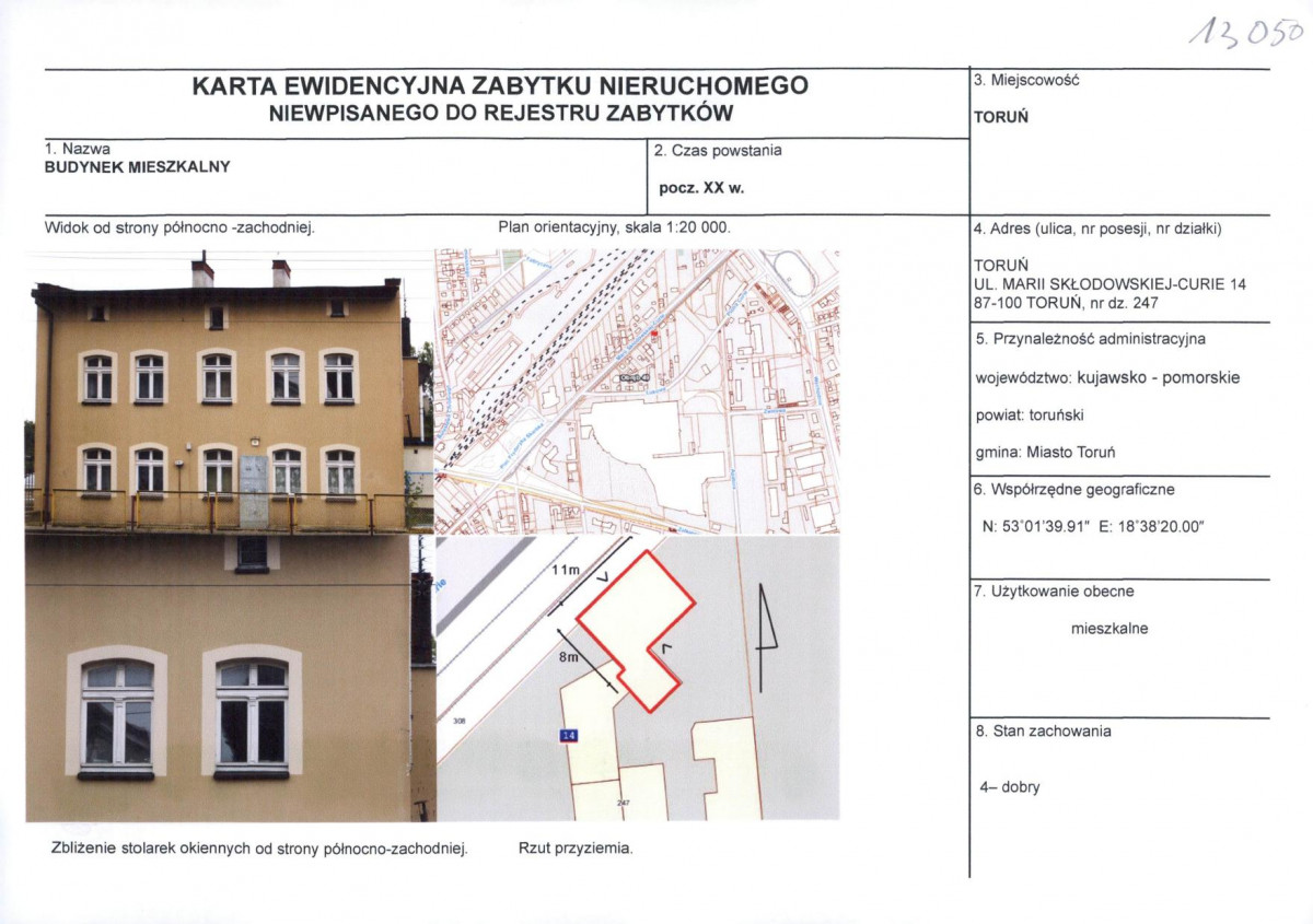 KEZN - Karta obiektu niewpisanego do rejestru, skan nr 1