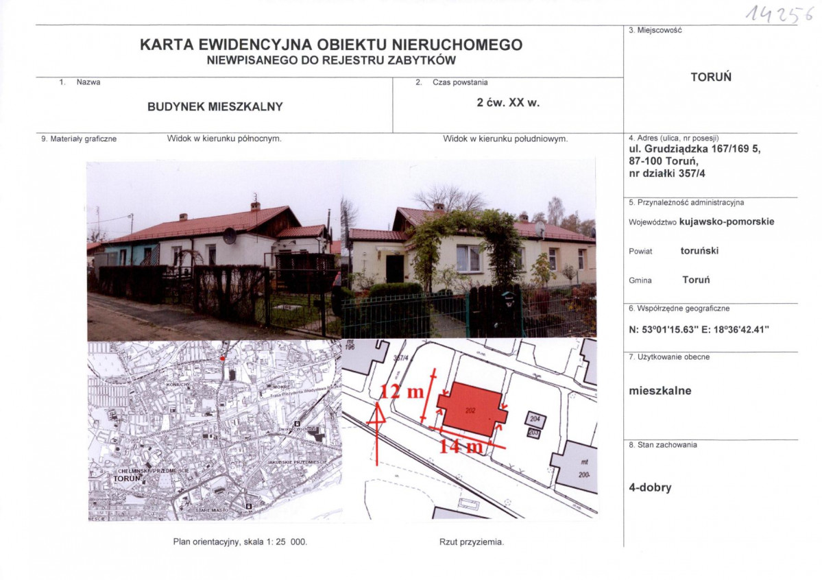 Karta obiektu niewpisanego do rejestru, skan nr 1