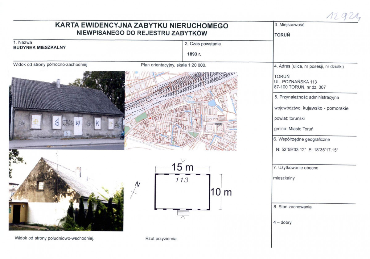 KEZN - Karta obiektu niewpisanego do rejestru, skan nr 1