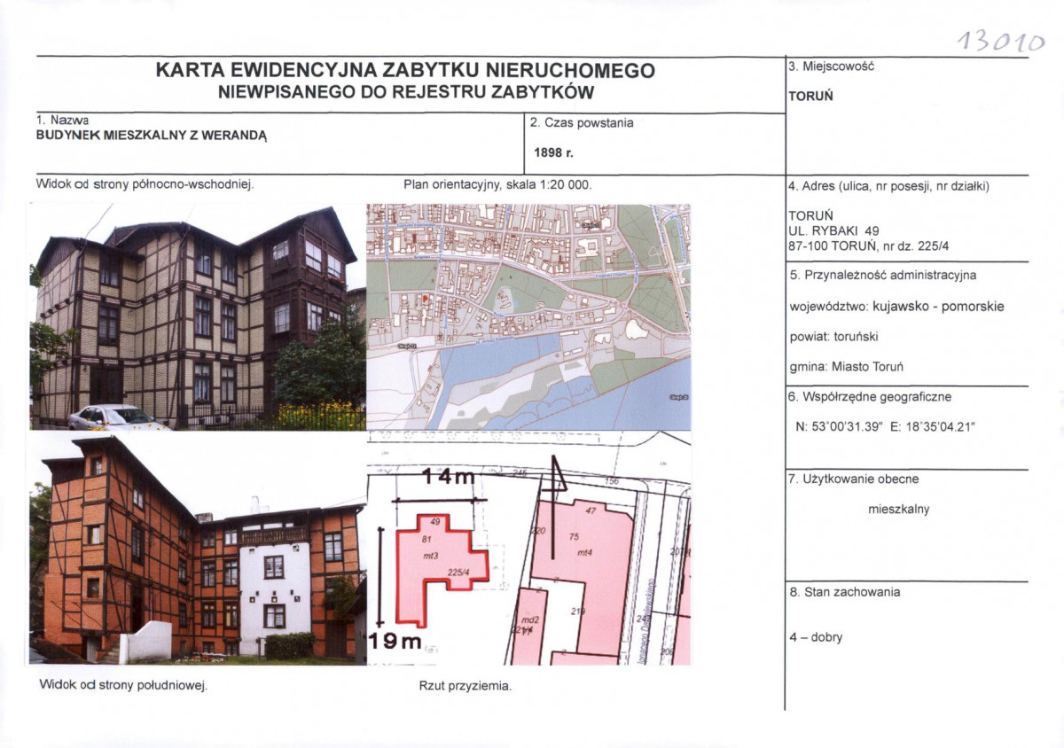 KEZN - Karta obiektu niewpisanego do rejestru, skan nr 1