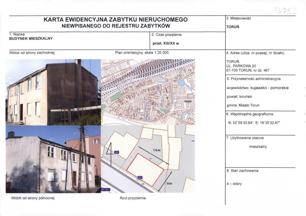 KEZN - Karta obiektu niewpisanego do rejestru, skan nr 1