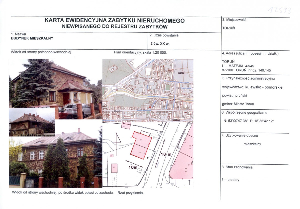 KEZN - Karta obiektu niewpisanego do rejestru, skan nr 1