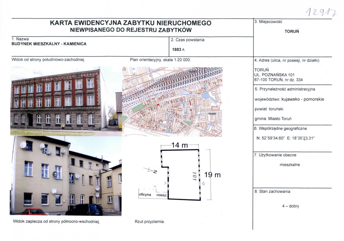 KEZN - Karta obiektu niewpisanego do rejestru, skan nr 1