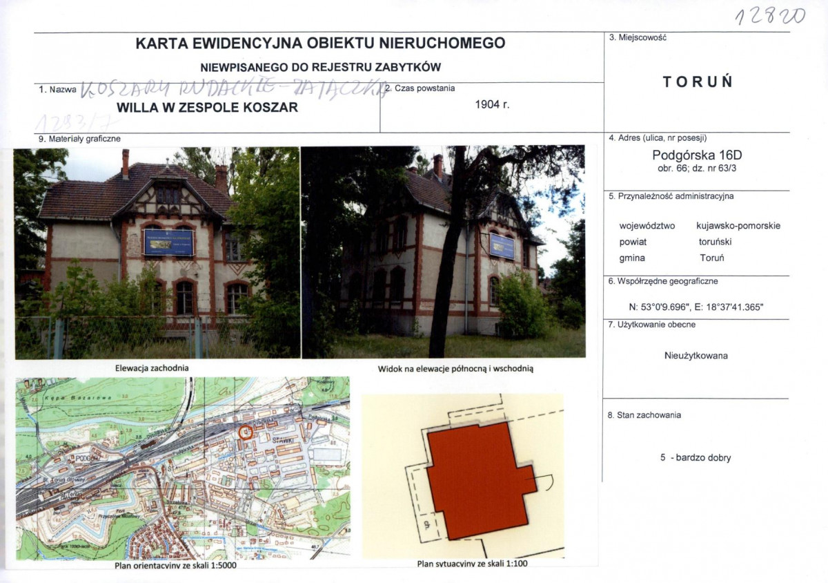 KEZN - Karta obiektu niewpisanego do rejestru, skan nr 1