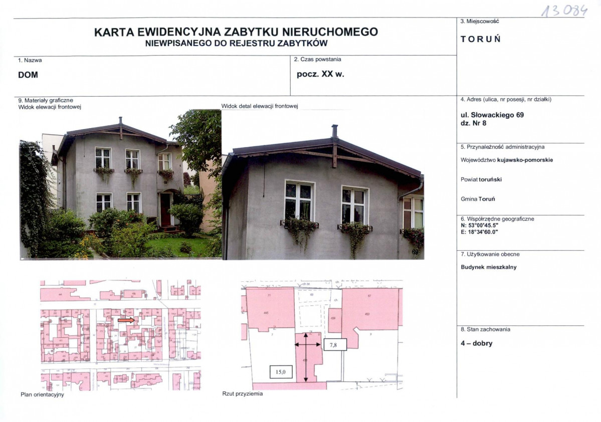 KEZN - Karta obiektu niewpisanego do rejestru, skan nr 1