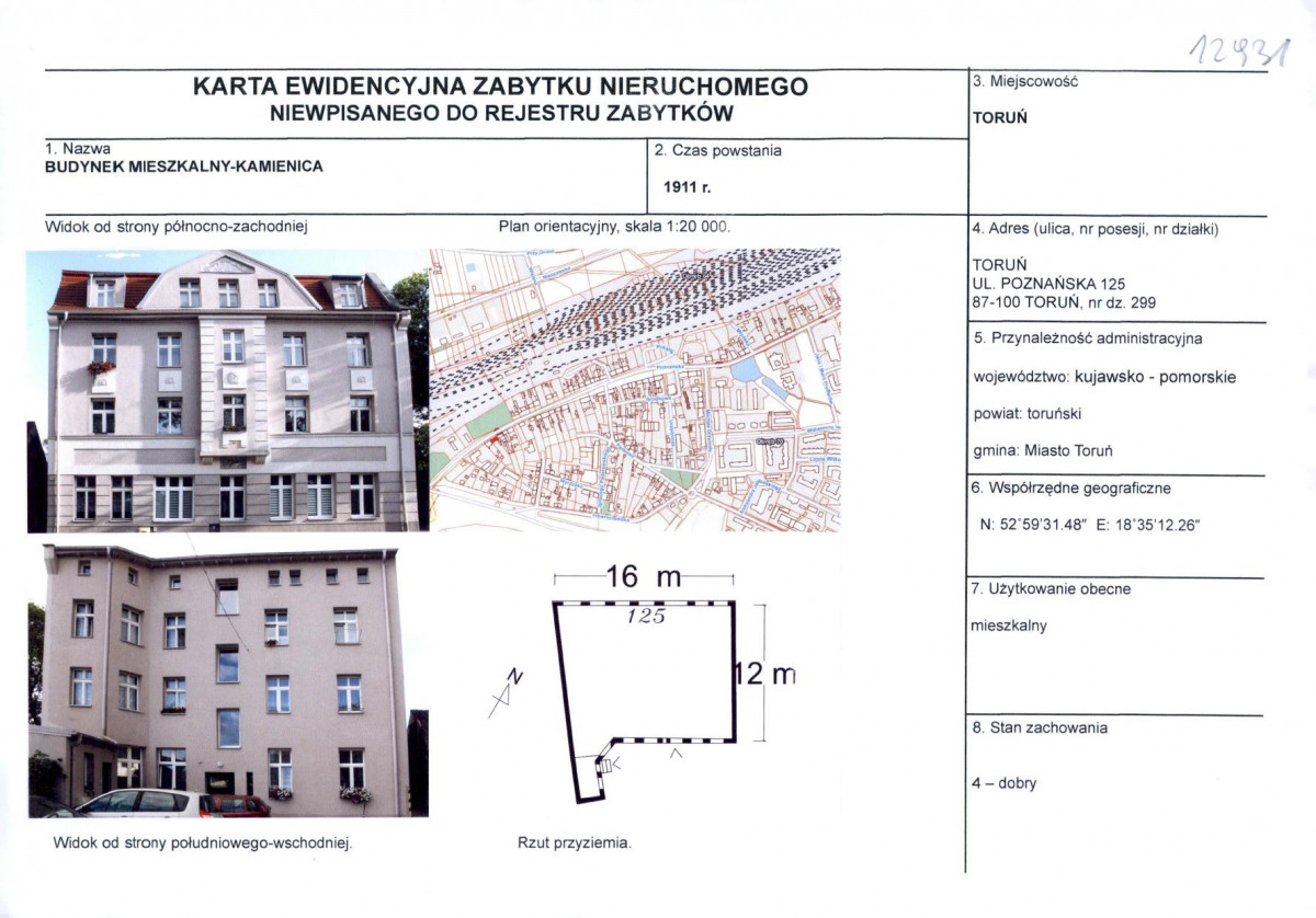 KEZN - Karta obiektu niewpisanego do rejestru, skan nr 1