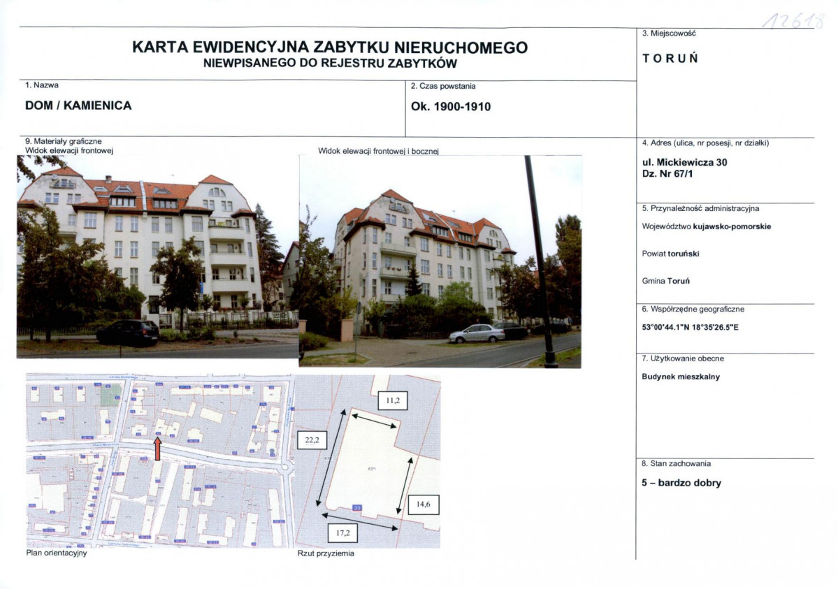 KEZN - Karta obiektu niewpisanego do rejestru, skan nr 1