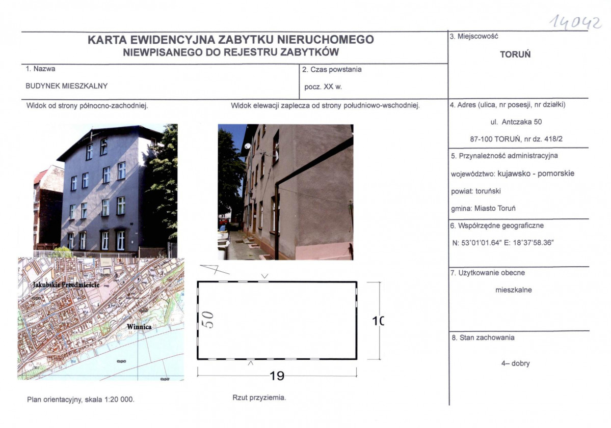 KEZN - Karta obiektu niewpisanego do rejestru, skan nr 1