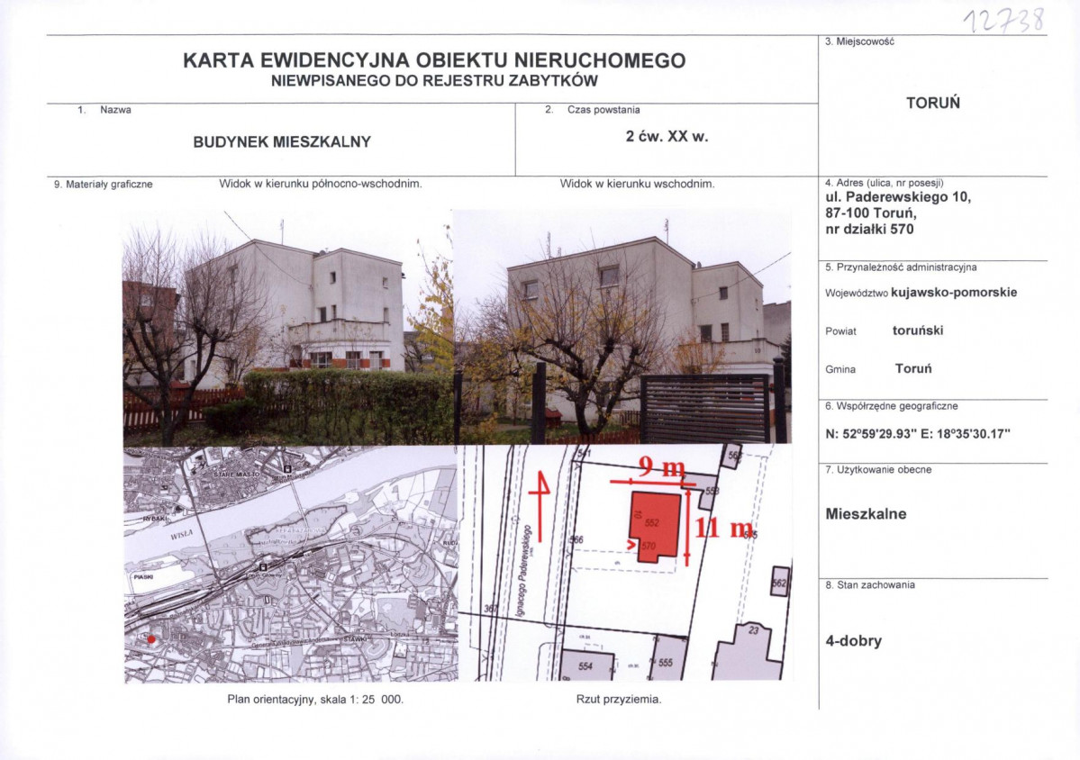 KEZN - Karta obiektu niewpisanego do rejestru, skan nr 1