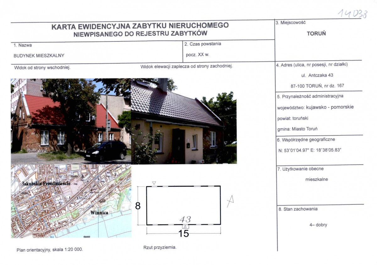 KEZN - Karta obiektu niewpisanego do rejestru, skan nr 1