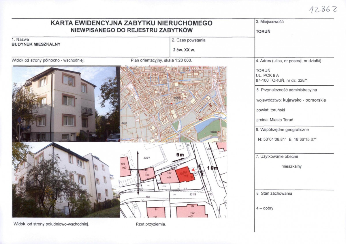 KEZN - Karta obiektu niewpisanego do rejestru, skan nr 1