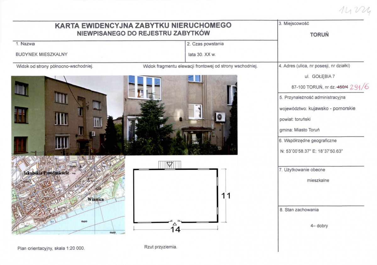 KEZN - Karta obiektu niewpisanego do rejestru, skan nr 1