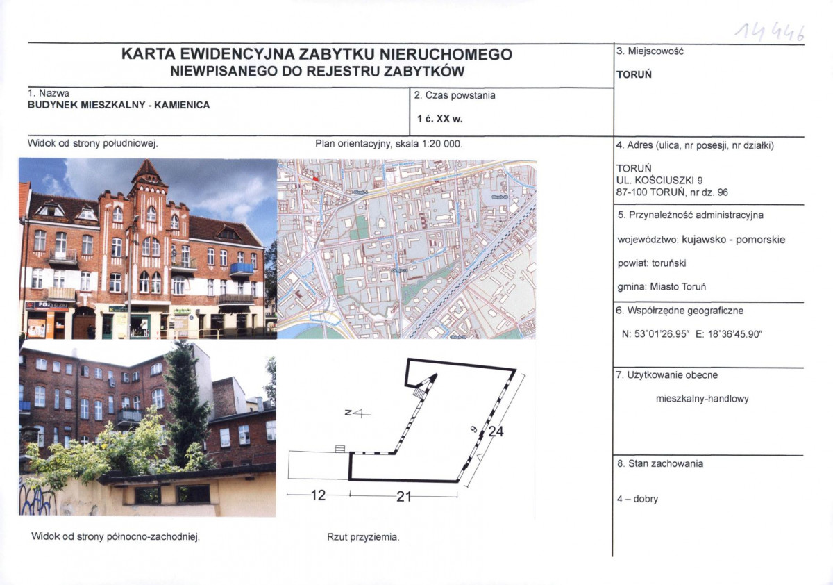 KEZN - Karta obiektu niewpisanego do rejestru, skan nr 1