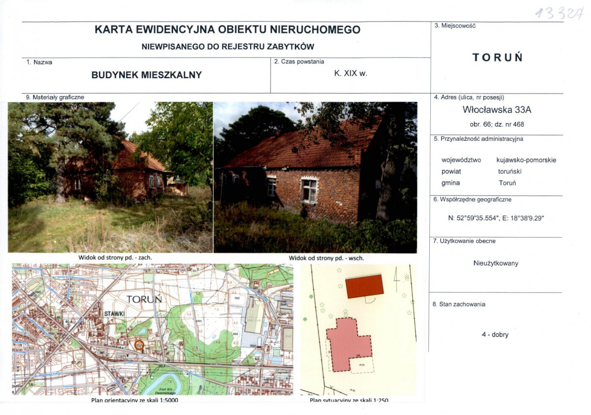 KEZN - Karta obiektu niewpisanego do rejestru, skan nr 1